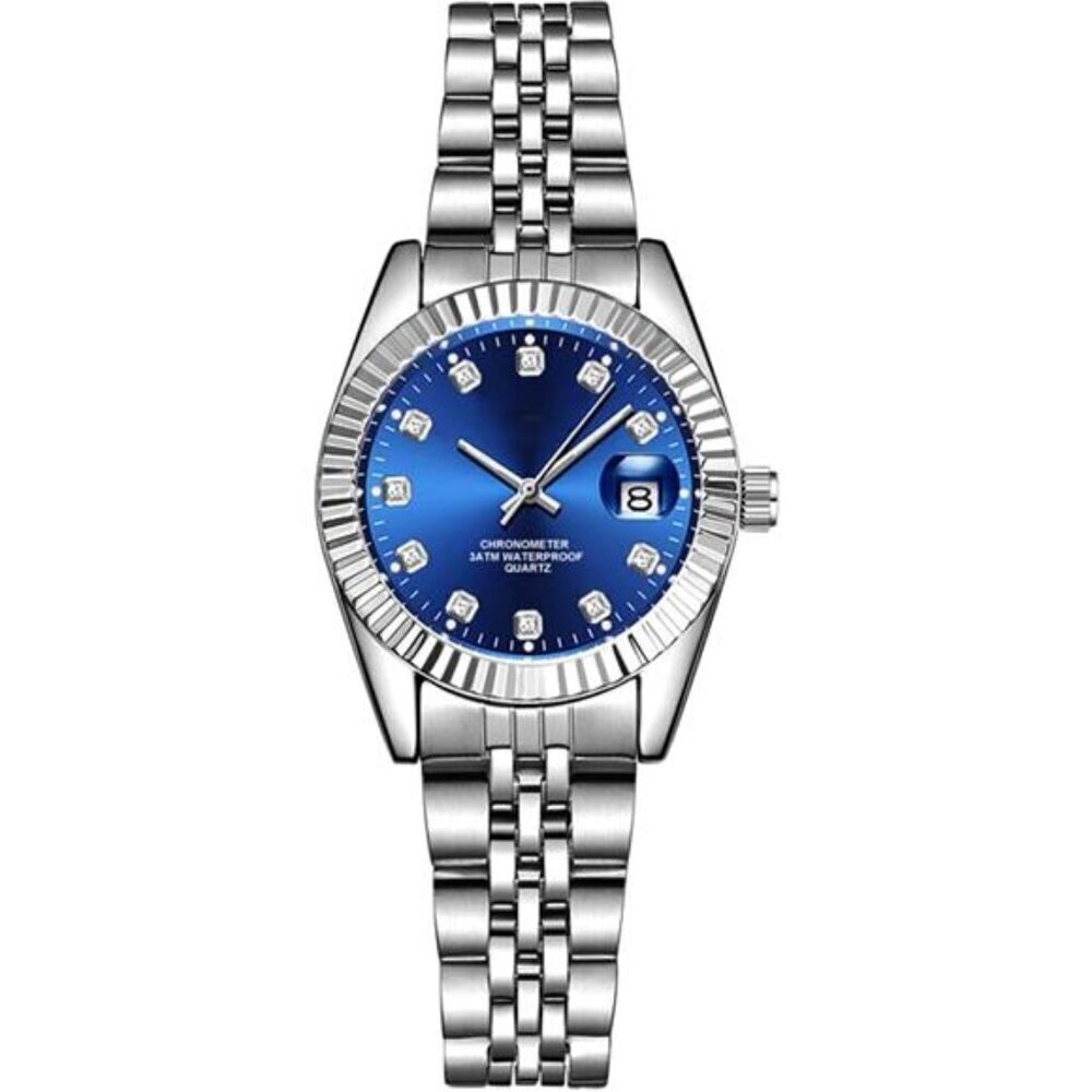 Stainless Steel Waterproof Watch Silver Analog Quartz